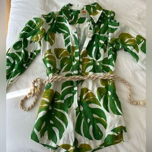 Farm Rio Monstera Romper size M. Worn 2 times.